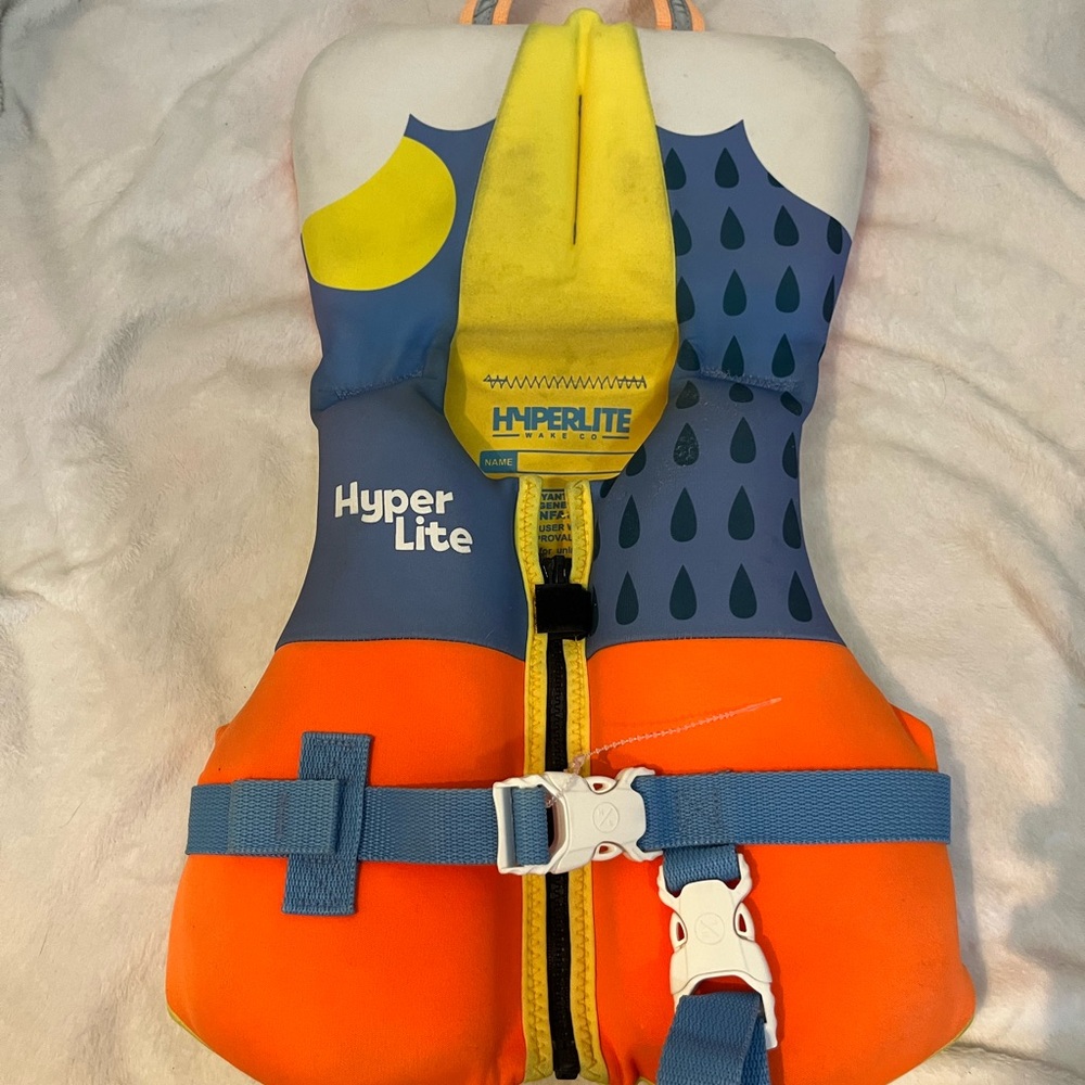 Hyperlite Kids Life Jacket - Blue and Orange